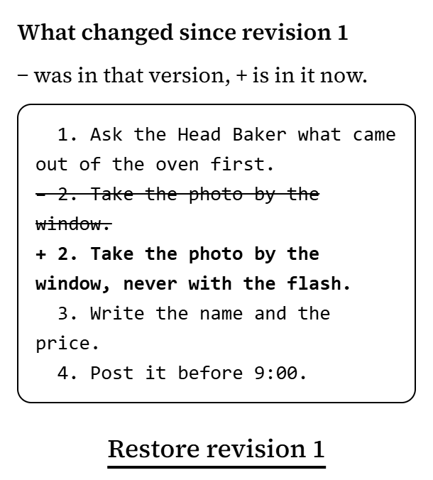 What changed in the procedure How to post the morning photo since its first revision: step 2 now says never with the flash, with Restore revision 1 below